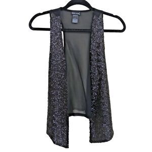 Sequined Vest Black Women's Size M Boho Wispy Goth Dark Fairy